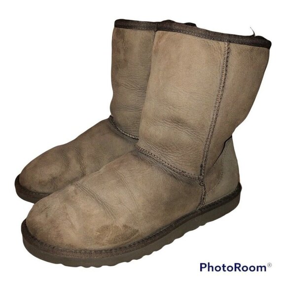 UGG Classic Short 5825 Womens Chocolate Brown Suede Fur Boots Size 9 - Picture 1 of 11